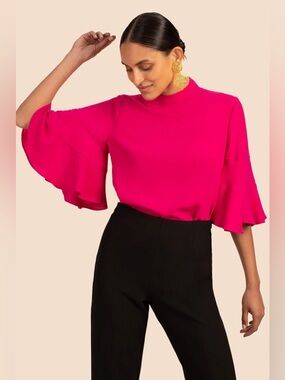 Trina Turk Aahra Top Pink Bell Sleeve NWT Size S
